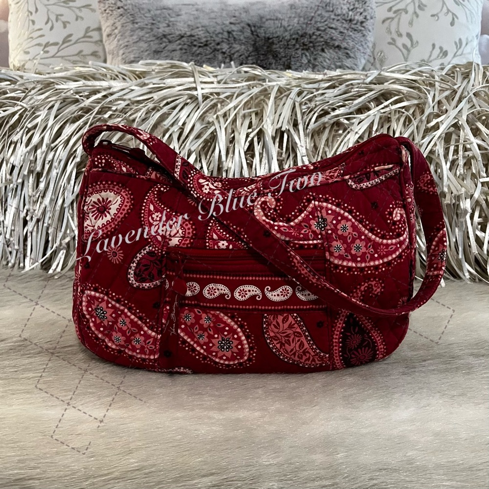 Vintage VERA BRADLEY Mesa Red 2006 Hobo Bag USA 1 Handle Zip Top Shoulder Y2K